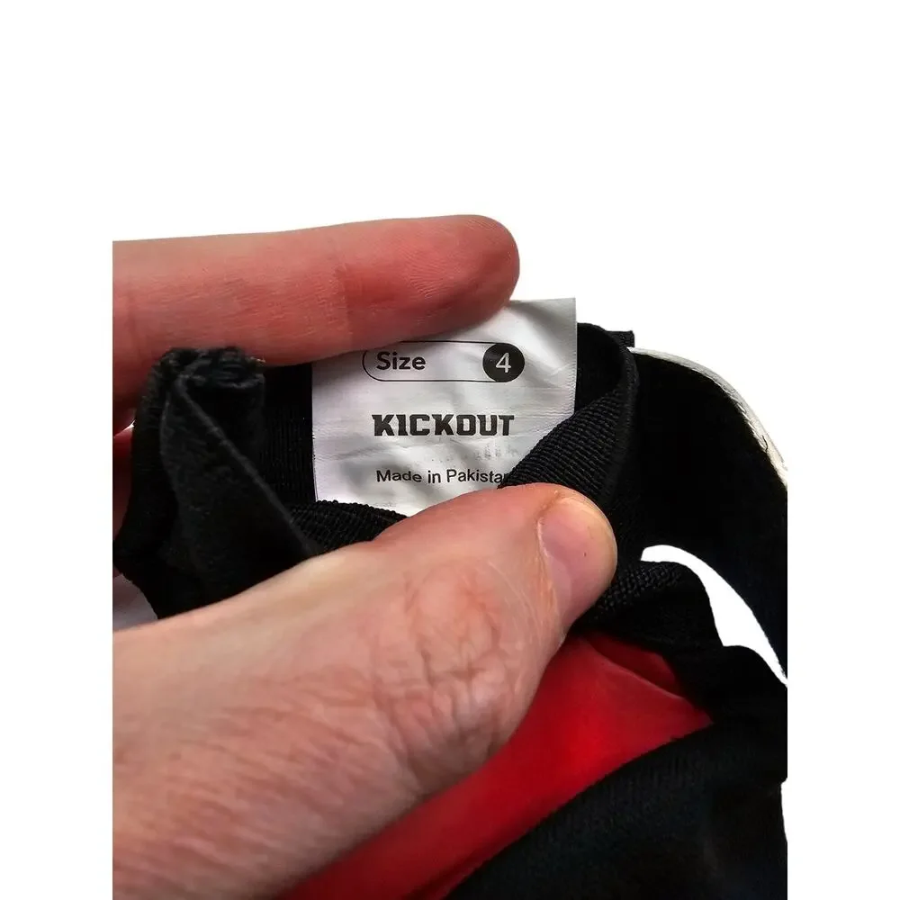 Kickout Premium Funky Goalkeeper Gloves Kids Sz 4 Red Yellow